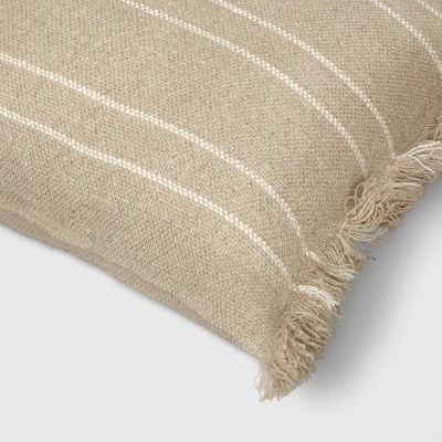 Textured Linen Striped Throw Pillow Neutral - Threshold™ 3 Textured Linen Striped Throw Pillow Neutral - Threshold™ - Image 3