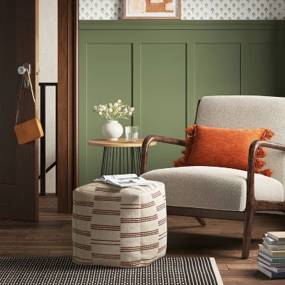 Palmette Wool Kilim Style Pouf With Removable Fill Cream With Rust Stripe - Threshold™ 1 Palmette Wool Kilim Style Pouf With Removable Fill Cream With Rust Stripe - Threshold™