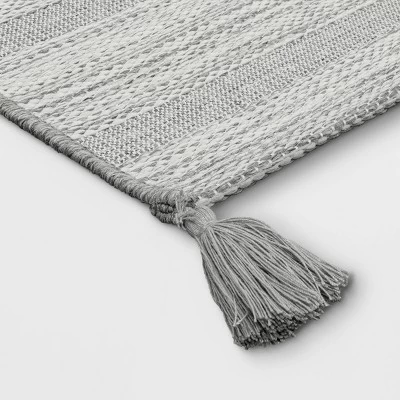 5' X 7' Striped Tapestry Outdoor Rug Charcoal Gray - Threshold™ 2 5' X 7' Striped Tapestry Outdoor Rug Charcoal Gray - Threshold™ - Image 2