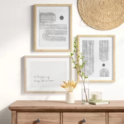 (Set Of 2) 16" X 20" Curve Lines Framed Under Glass Black - Threshold™