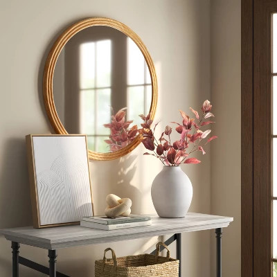 28" Round Fluted Circle Wall Mirror Natural - Threshold™ 1 28" Round Fluted Circle Wall Mirror Natural - Threshold™