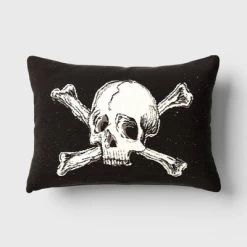 Oversize Skull And Crossbones Woven Cotton Lumbar Halloween Throw Pillow Black - Threshold™ -Home Decor Store GUEST b45186ba 7db4 4537 829f d4aedfe091ea