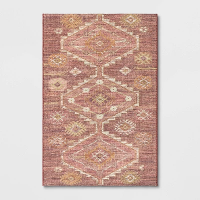 Southbury Washable Printed Diamond Persian Style Rug Rust - Threshold™ 5 Southbury Washable Printed Diamond Persian Style Rug Rust - Threshold™ - Image 5