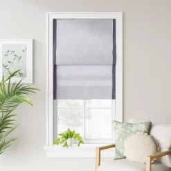 1pc Light Filtering Cordless Linen Blend Roman Window Shade Gray - Threshold™