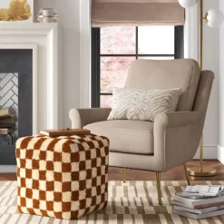 Checkerboard Pouf Mustard/Cream - Threshold™