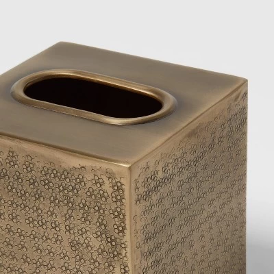 Hammered Metal Tissue Cover Brass - Threshold™ 3 Hammered Metal Tissue Cover Brass - Threshold™ - Image 3
