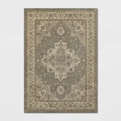 Medallion Jewel Boarder Persian Rug Cream/Gray - Threshold™ -Home Decor Store GUEST c90ac763 0734 47b9 8fdf 2fae107c0555