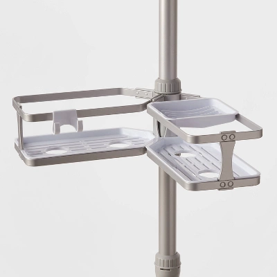 Aluminum Corner Tension Pole Caddy Gray - Threshold™ 2 Aluminum Corner Tension Pole Caddy Gray - Threshold™ - Image 2