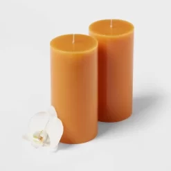 2pk Pillars Vanilla Pumpkin Orange - Threshold™ -Home Decor Store GUEST d3d9cbaa ed60 4d03 b139 925d373adb27