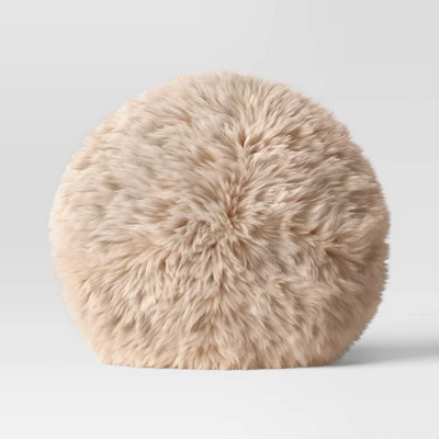 Long Faux Fur Round Throw Pillow - Threshold™ 2 Long Faux Fur Round Throw Pillow - Threshold™ - Image 2