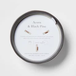 16oz Blackened Bowl Ceramic With Multi Woodwick And Dustcover Acorn + Pine Candle Black - Threshold™ 7 16oz Blackened Bowl Ceramic With Multi Woodwick And Dustcover Acorn + Pine Candle Black - Threshold™ -Home Decor Store GUEST d44c55bc 8d38 4702 a280 01753303db3d