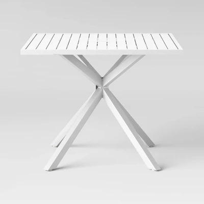 Seabury Steel 4 Person Square Patio Dining Table, Outdoor Furniture - White - Threshold™ 2 Seabury Steel 4 Person Square Patio Dining Table, Outdoor Furniture - White - Threshold™ - Image 2