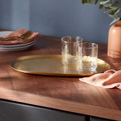 Metal Oval Serve Platter Brass - Threshold™ 1 Metal Oval Serve Platter Brass - Threshold™