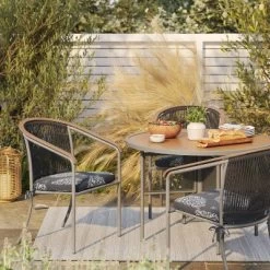 5' X 7' Striped Tapestry Outdoor Rug Charcoal Gray - Threshold™