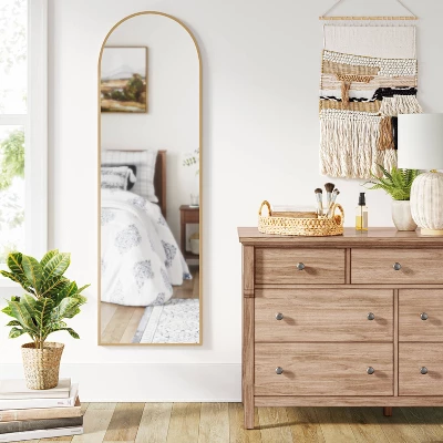 20" X 65" Arched Metal Leaner Mirror Brass - Threshold™ 1 20" X 65" Arched Metal Leaner Mirror Brass - Threshold™