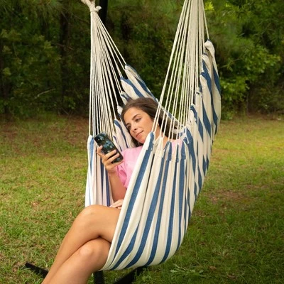 Pillowtop Chair Swing With Spreader Bar Heathered Blue - Threshold™ 1 Pillowtop Chair Swing With Spreader Bar Heathered Blue - Threshold™