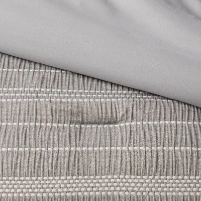 12pc Chambray Matelasse Stripe Comforter & Sheet Bedding Set Gray - Threshold™ 3 12pc Chambray Matelasse Stripe Comforter & Sheet Bedding Set Gray - Threshold™ - Image 3