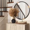 30" Metal/Rattan Wrap Wall Mirror Black - Threshold™