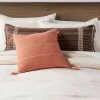Square Textured Stripe Tassel Decorative Throw Pillow Terracotta - Threshold™