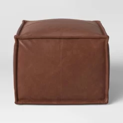 Earl Faux Leather French Seam Ottoman - Threshold™ -Home Decor Store GUEST fd85c80c 28fa 450f 891c de0a371ca7e6